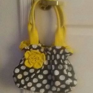 Yellow & Polka dot cloth handbag